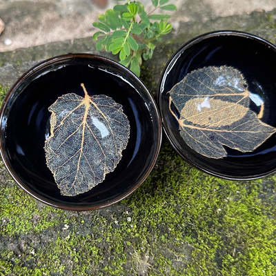 【桑叶】木叶天目盏吉州窑茶杯纯手工单杯陶瓷主人杯瓷器送礼