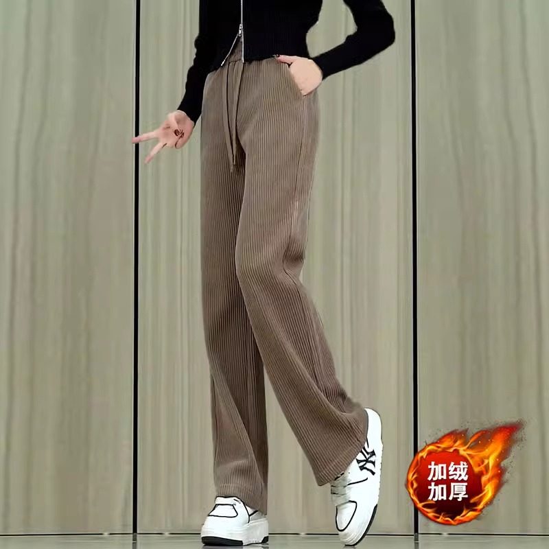清仓捡漏~雪尼尔阔腿裤女秋冬季高腰休闲窄版裤子加绒加厚直筒裤,女装/女士精品,卫裤,淘宝优惠券,粉丝福利购,淘宝优惠卷