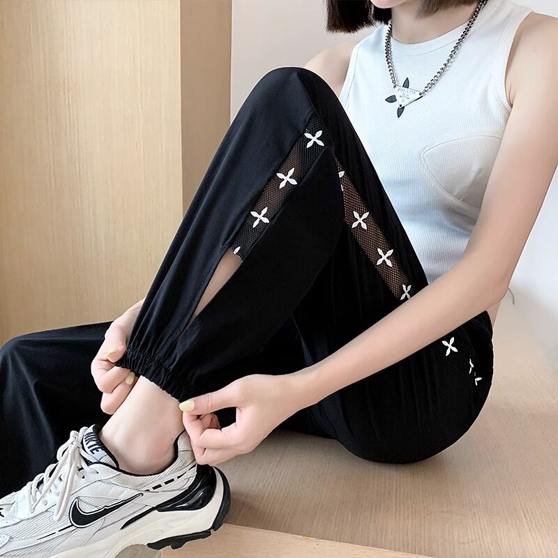 清仓捡漏～冰丝速干运动裤子女夏季薄款宽松束脚裤网纱休闲哈伦裤