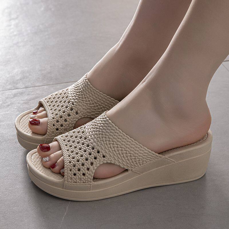 高跟凉拖鞋女2026新款夏季厚底增高室外穿镂空透气沙滩鞋耐磨防滑