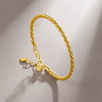 Золотой золотой браслет с косичкой, не выцветает, простой и элегантный дизайн, 24 карат