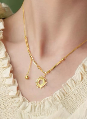 太阳有球必应流苏项链女
