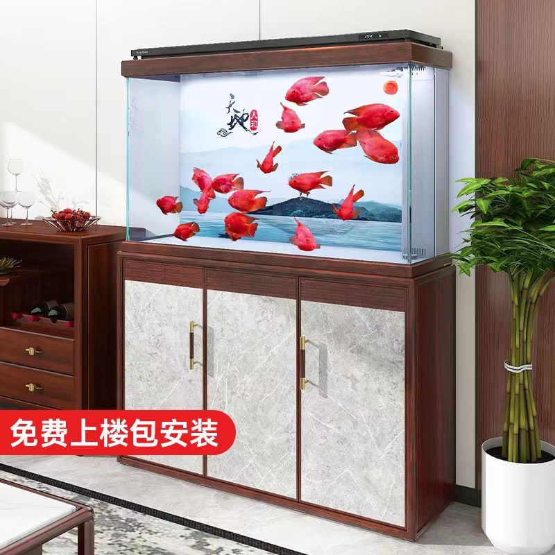 新款森森超白鱼缸大型生态龙鱼缸客厅落地水族箱免换水