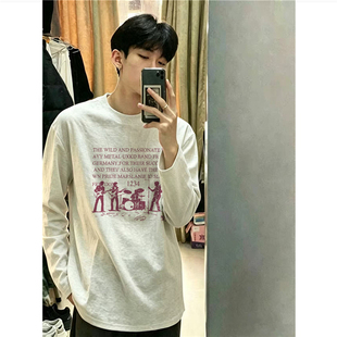 纯棉美式复古hiphop摇滚乐队长袖t恤男秋季宽松潮牌高街体恤上衣