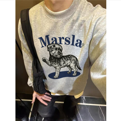 纯棉美式潮牌卡通无帽圆领卫衣男