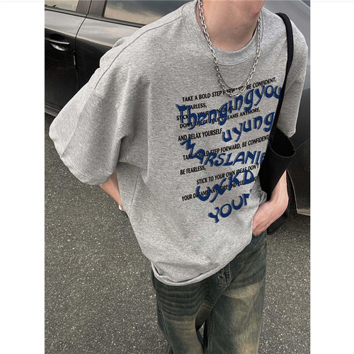 美式复古oversize短袖t恤男宽松