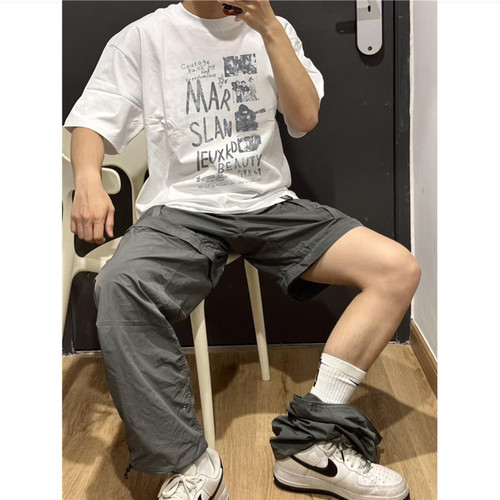 美式复古街头摇滚人物短袖t恤男