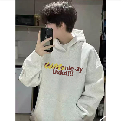 纯棉美式潮牌字母连帽卫衣男宽松