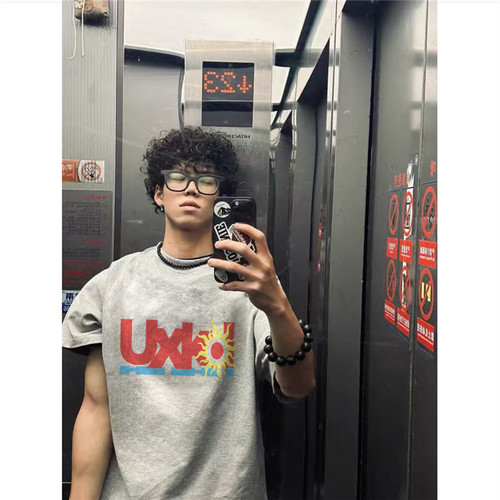 纯棉高街美式复古短袖t恤男宽松