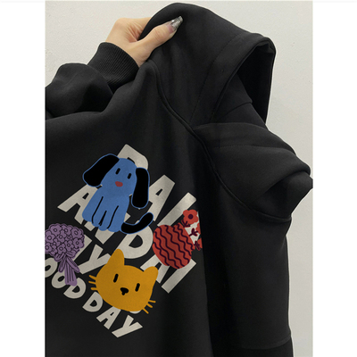 重磅纯棉高街美式连帽卫衣男秋冬