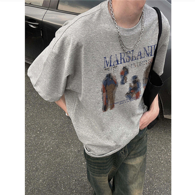 纯棉美式复古高街短袖t恤男宽松