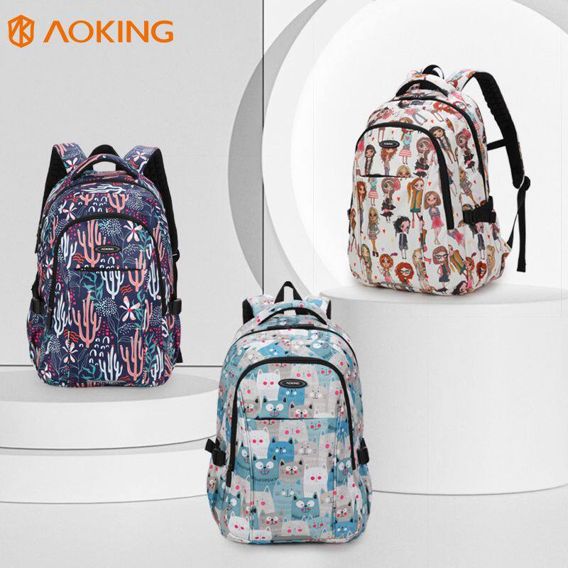 AOKING新款 树叶学生双肩背包 户外奥王商务电脑休闲背包运动书包