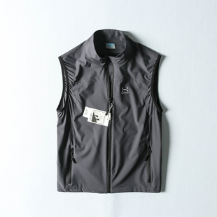 日本WUJE外贸原单夏季户外速干马甲透气薄款立领运动马甲男款大码