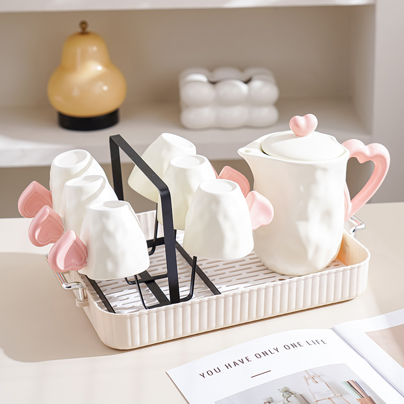 陶瓷水壶茶杯套装家用轻奢水杯家庭客厅待客杯子新居乔迁结婚礼品