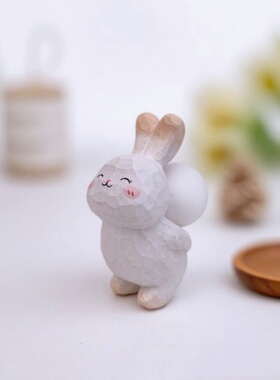 手工木雕小兔摆件生日礼物
