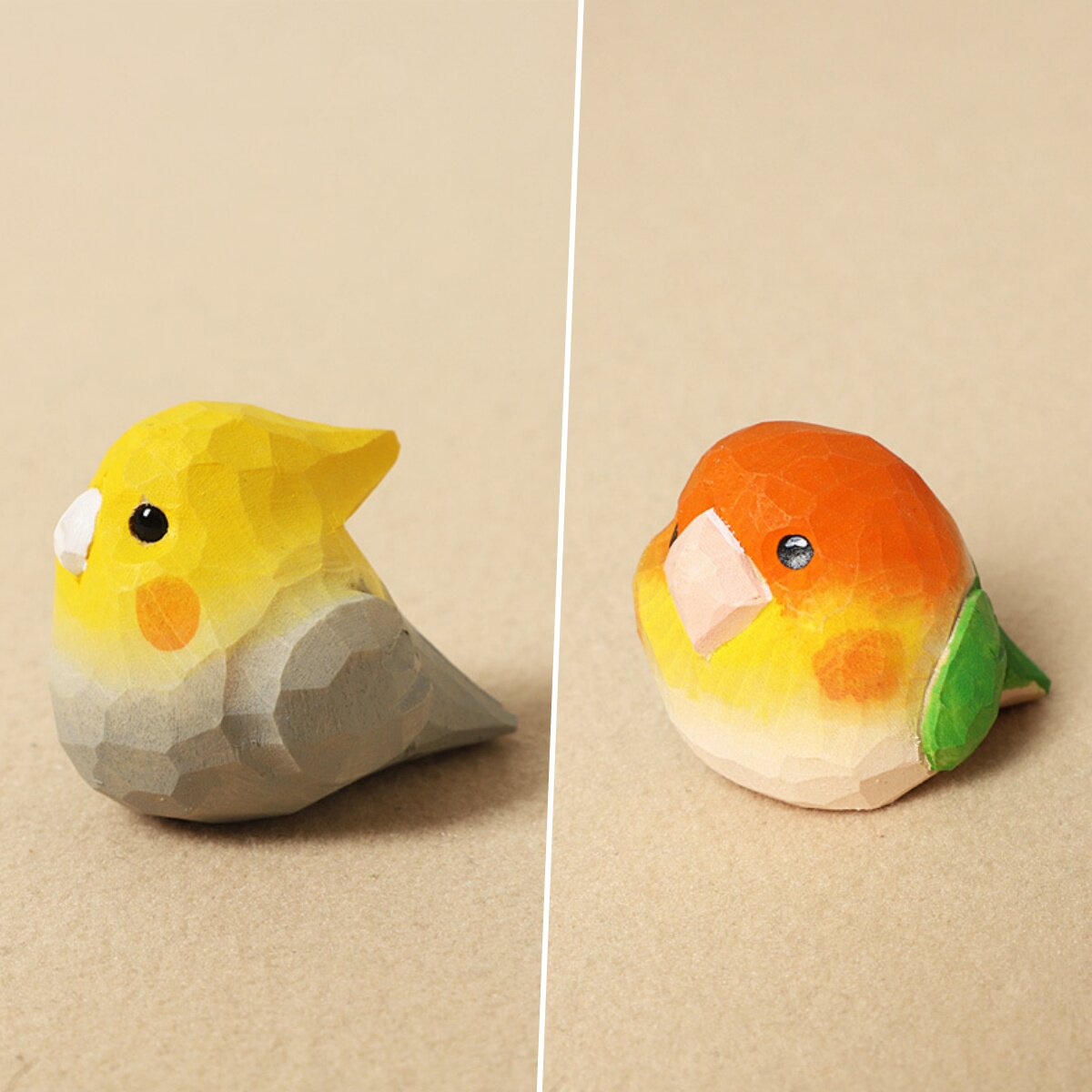 超萌小鸟可爱木雕摆件图片