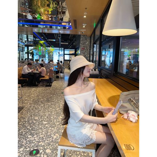 JAMAIS VU【矜贵小千金】清爽夏日 刺绣棉重工蕾丝 松紧高腰短裤