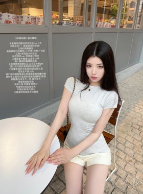 JAMAIS VU【韩模秘籍】胸大腰细 小飞袖掐腰正肩 打底短袖上衣t恤