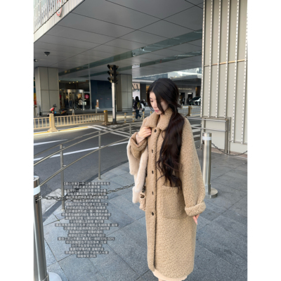 JAMAIS VU【甜心世家】一件过冬 厚实羊羔毛毛环保皮草大衣厚外套