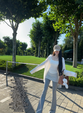 JAMAIS VU【漫步春日】修腿遮跨 舒适丝滑蛋白 高腰微喇休闲裤