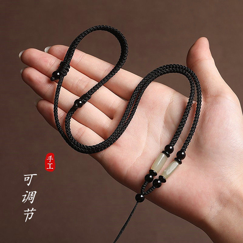 绳子黄金翡翠玉坠平安扣男女挂件