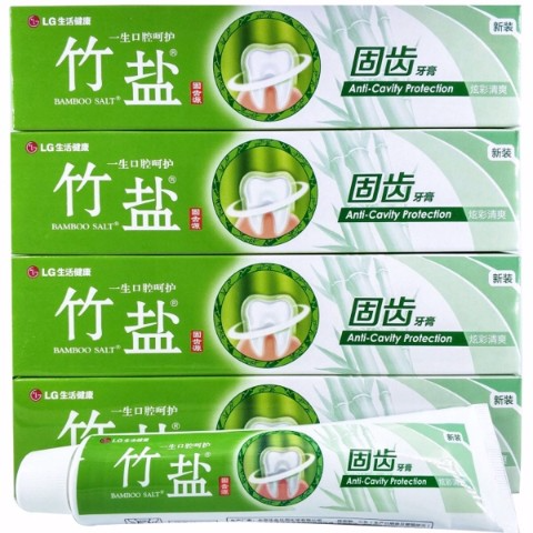 包邮LG竹盐固齿源牙膏115g炫彩清爽固齿改善龋齿清新口气防止蛀牙