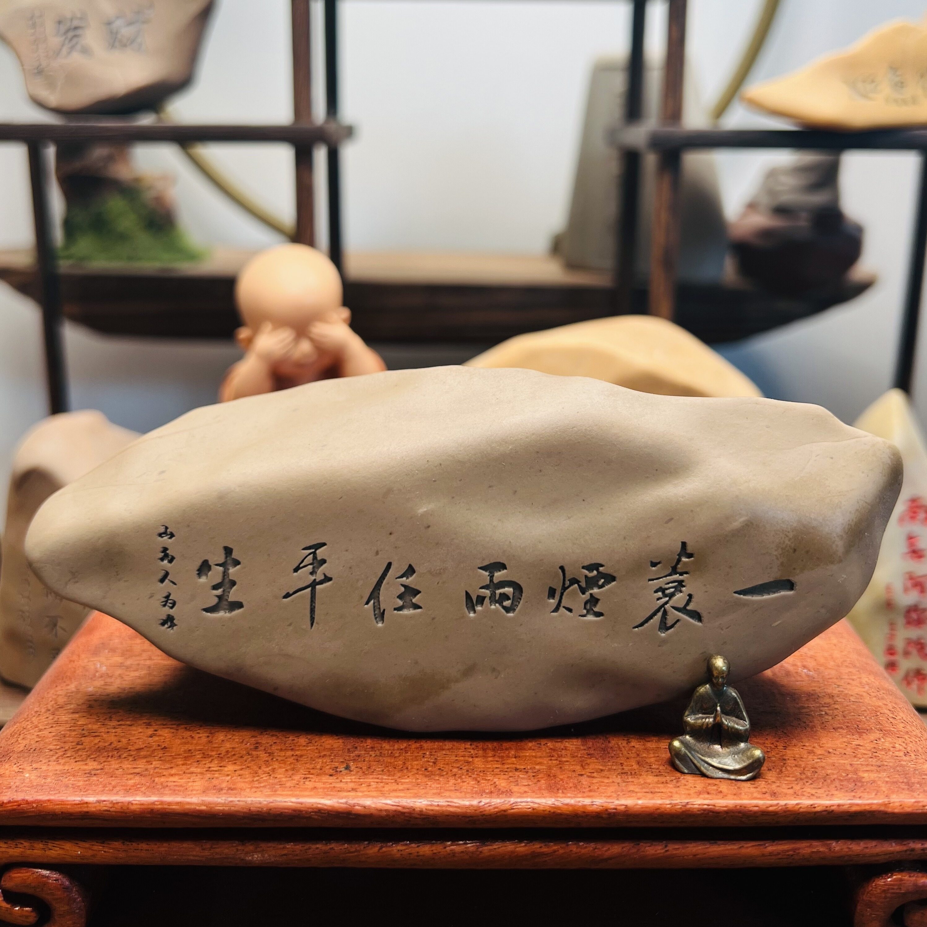 天然戈壁原石刻字学习读书励志桌面造景带字石头桌面摆件学生礼品