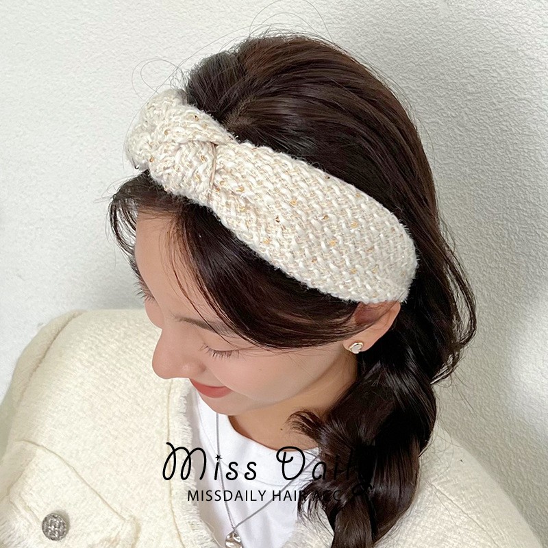 小香风发箍高颅顶打结包边舒适秋冬头箍复古压发发饰网红外出发卡