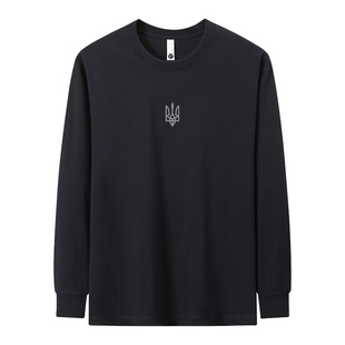 【三叉戟】纯棉长袖T恤乌克兰Ukraine文化衫圆领宽松秋冬长T恤