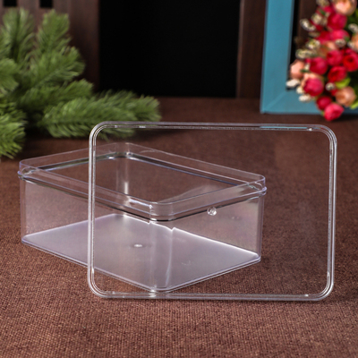 ps高透明收纳盒长方形带盖磨砂底面塑料盒零件整理桌面样品展示盒