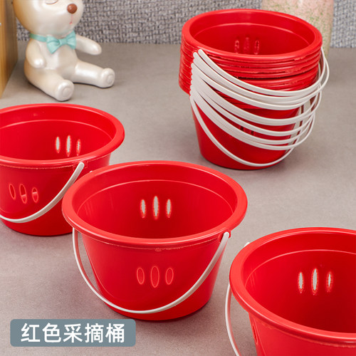 批发塑料圆形果篮手提水果采摘篮