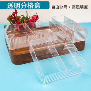 轻奢桌面透明收纳盒方形带分隔储物盒医用输液盒药品针剂整理盒子