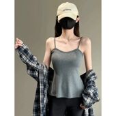 显瘦外穿内搭打底上衣 胖mm修身 纯棉春夏新款 带胸垫吊带背心女大码