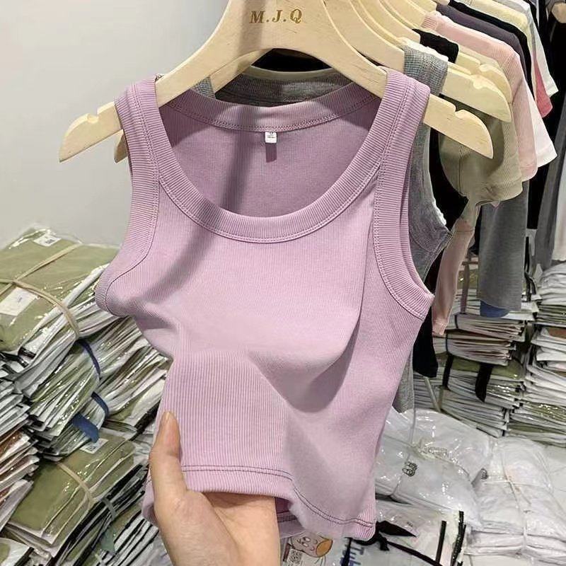 莫代尔短款露脐吊带背心女新款修身遮副乳外穿内搭打底无袖上衣夏