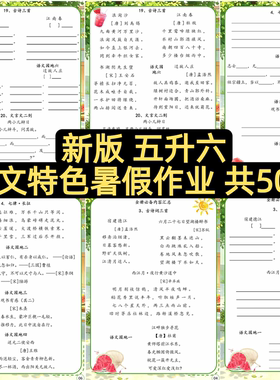 新版5升6语文暑假特色作业（电子产品不退换）ppt版可编辑 无word