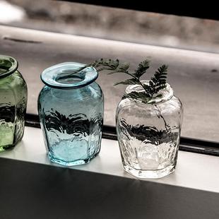 QIU器物 日本玻璃匠人安土草多 八角锤纹一轮花插 多色装饰花器