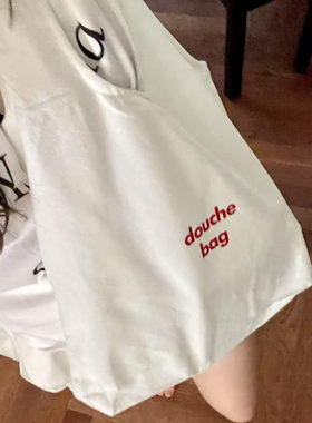 douche bag 混袋憨包 社交网络原创设计艺术白色简约法式帆布包