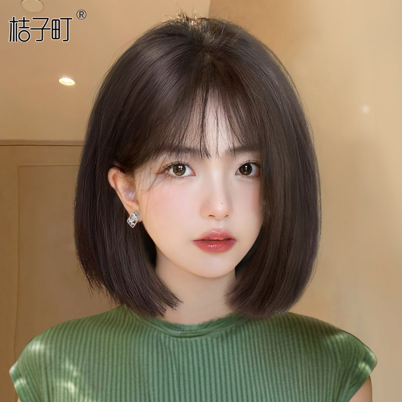 短发假发全头套女款2023新款时尚波波头彷真发轻薄假发套假发短发