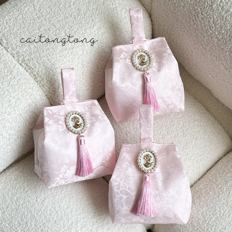 伴手礼包装袋法式中国风美人头流苏暗纹提花美业美学高级礼品盒子