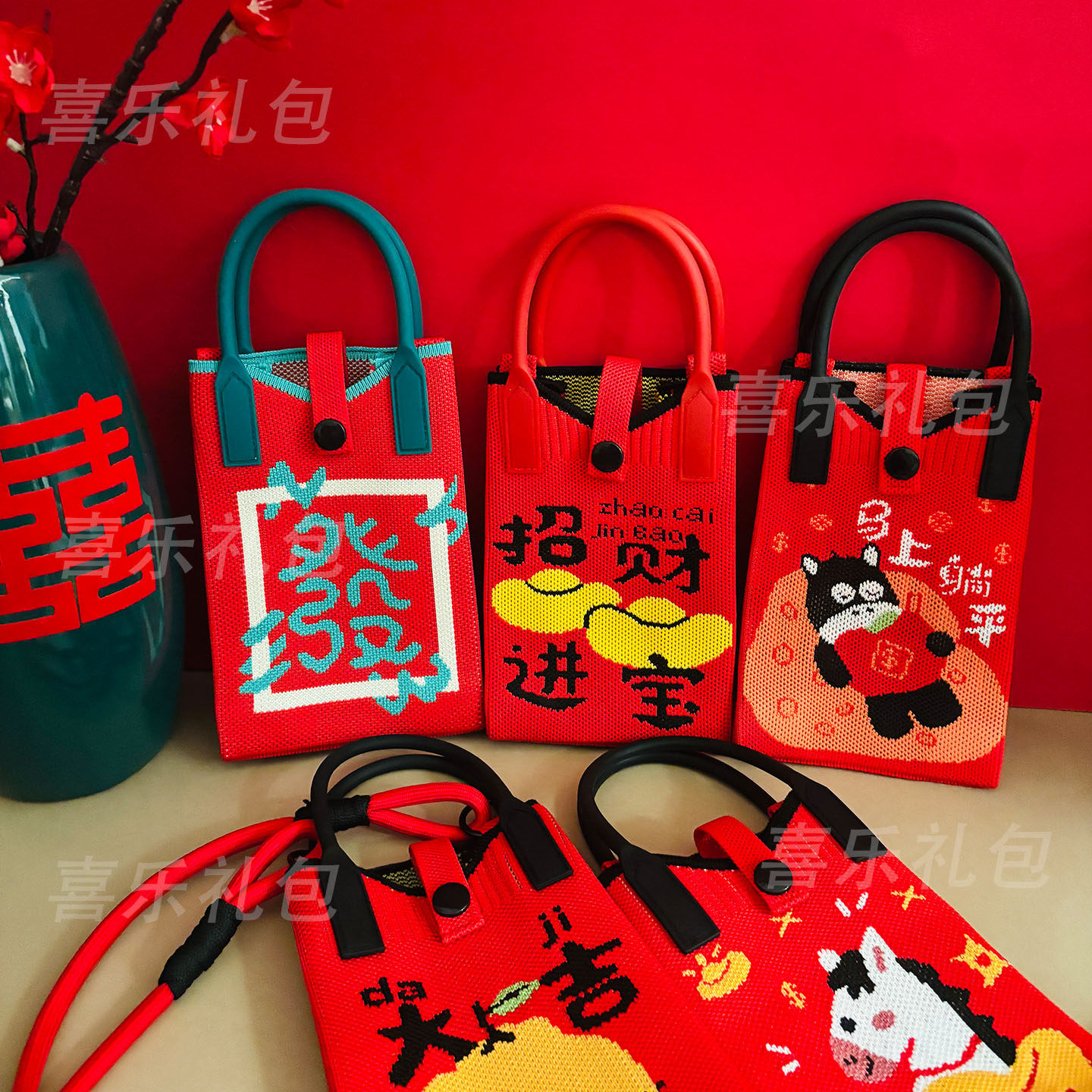 迷你手机包斜挎新年发财针织手提包百搭大容量红色喜庆单肩小方包,箱包皮具/热销女包/男包,通用款女包,淘宝优惠券,粉丝福利购,淘宝优惠卷