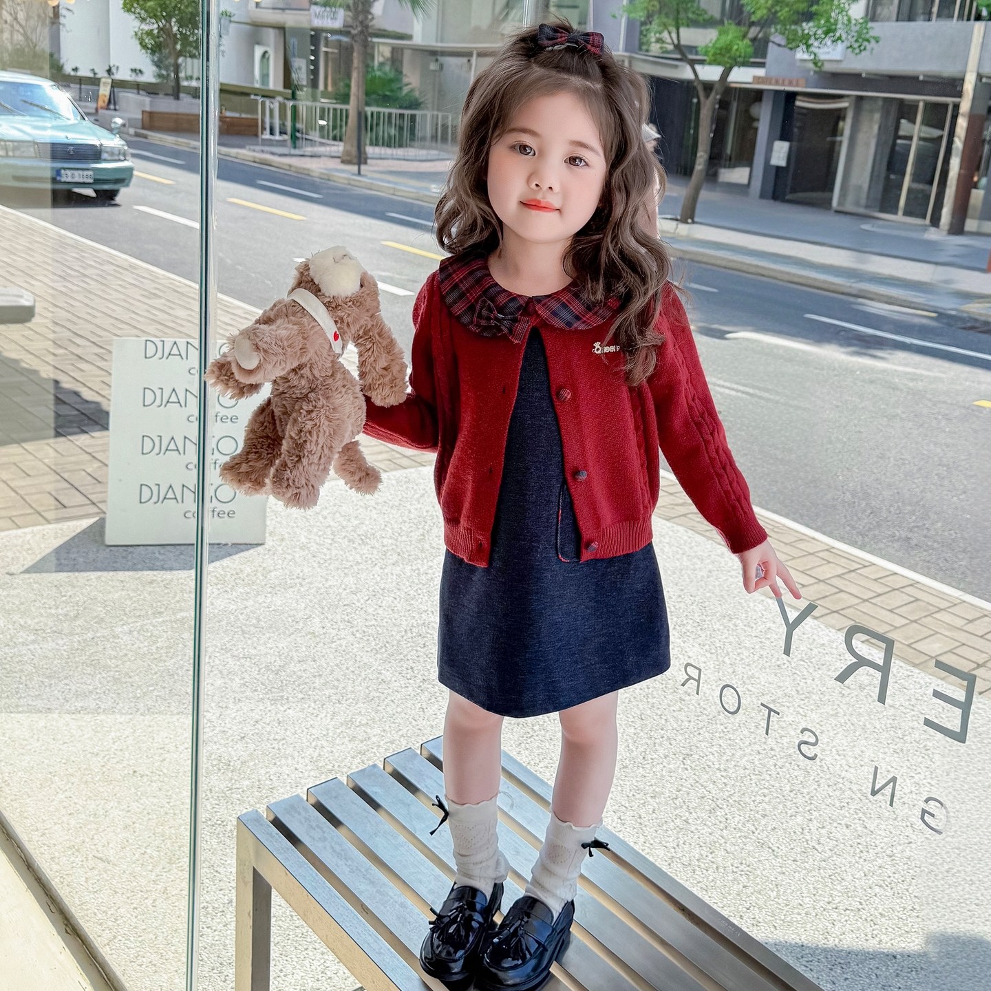 女童套装春秋款2026新款儿童连衣裙春季小童宝宝公主风裙子两件套