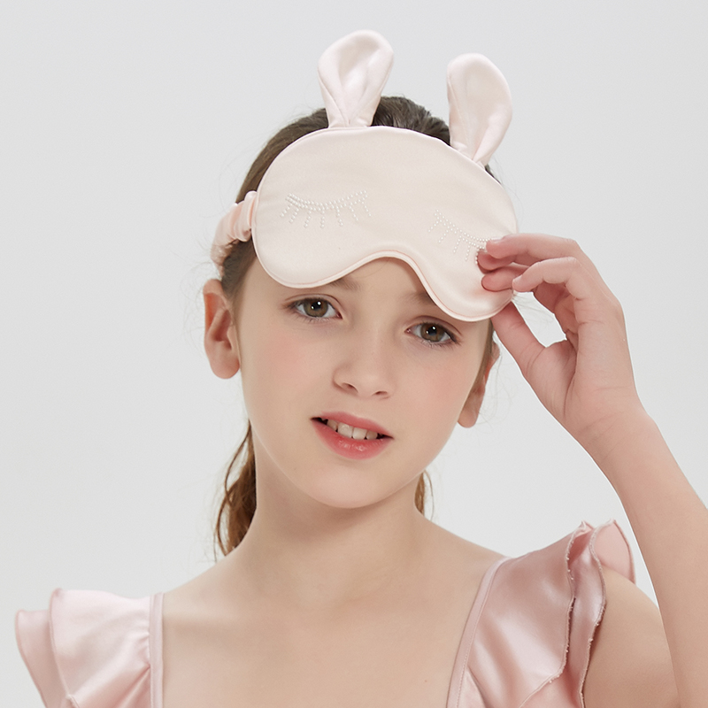 Cnsilk 100%桑蚕丝填充儿童真丝眼罩卡通遮光透气睡眠幼儿护眼罩