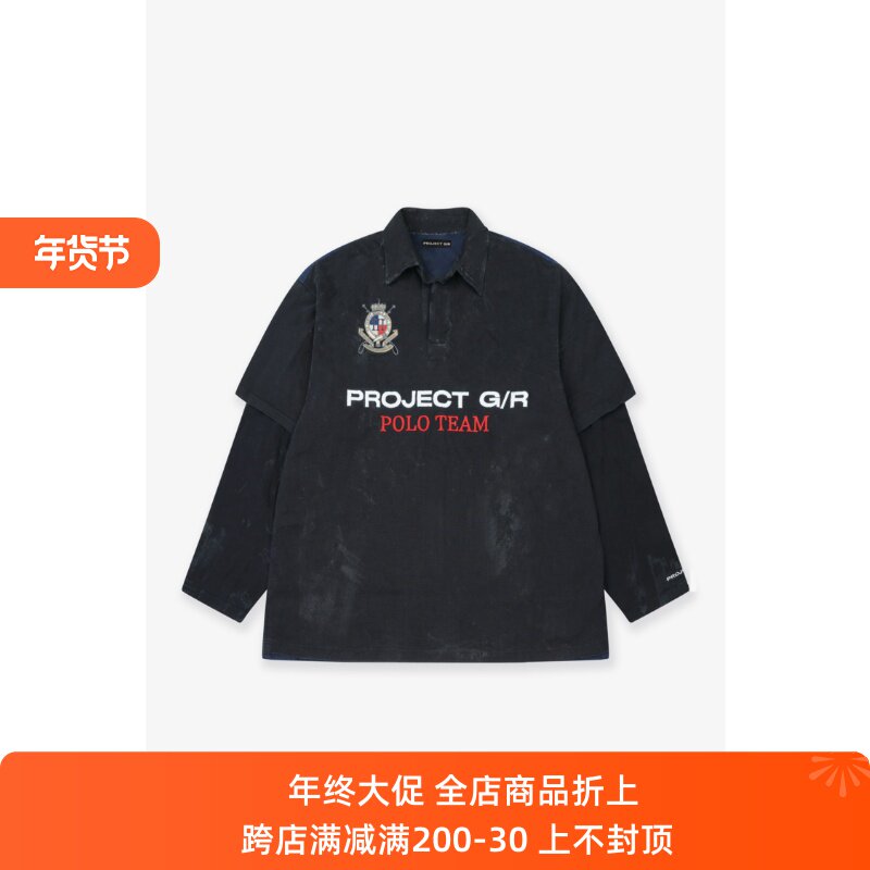 [STOCK]GRAILZ PROJECT G|R HIGH-END LINE LOGO EMBROIDERY SHIRT FAKE TWO POLO