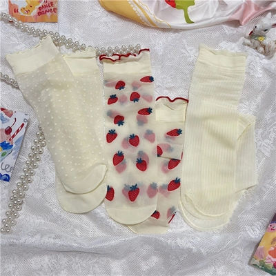 洛丽塔夏季草莓日系花边学生女袜