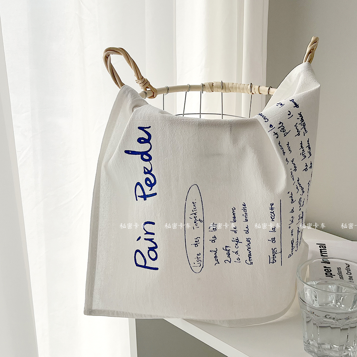 餐垫蓝色手写字母印花ins风桌布