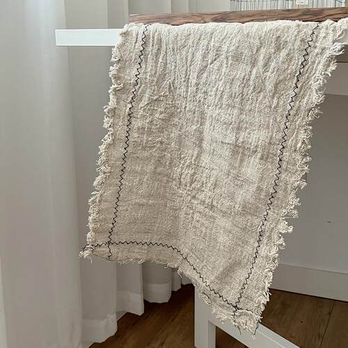 复古做旧棉麻流苏餐垫拍照背景布