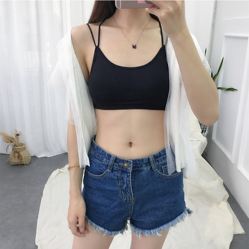 后背交叉带打底性感吊带防走光抹胸裹胸带胸垫无钢圈背心内衣女夏