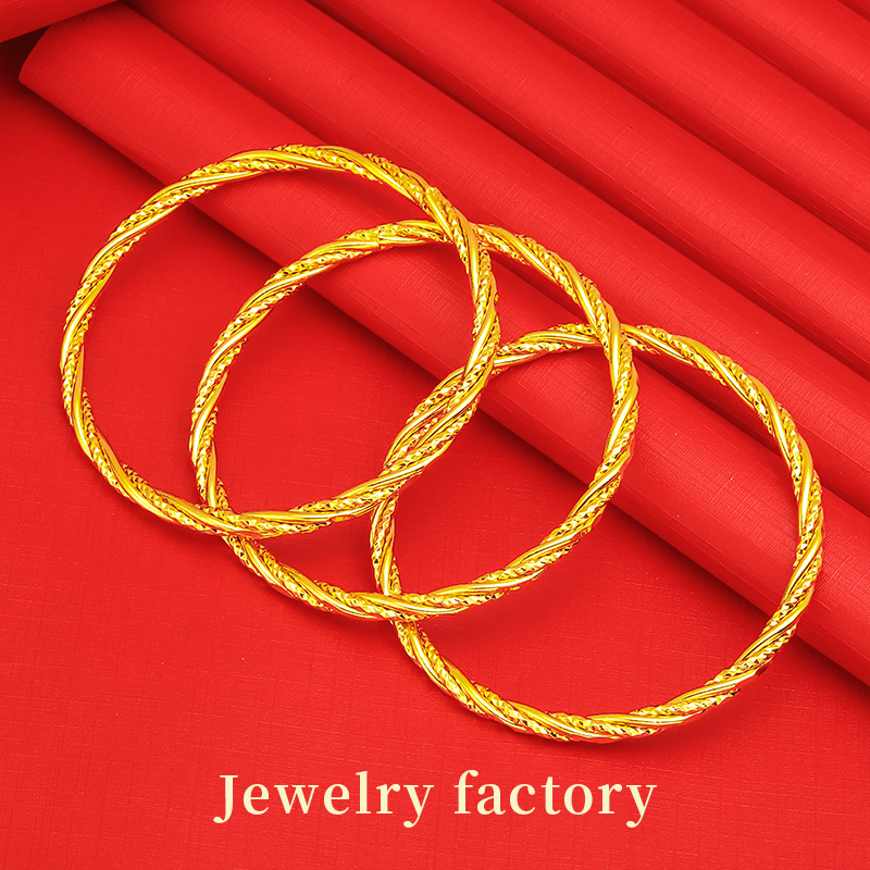 麻花手镯爆款永不掉色古法绞丝手镯女款首饰实心麻花手环气质闭口