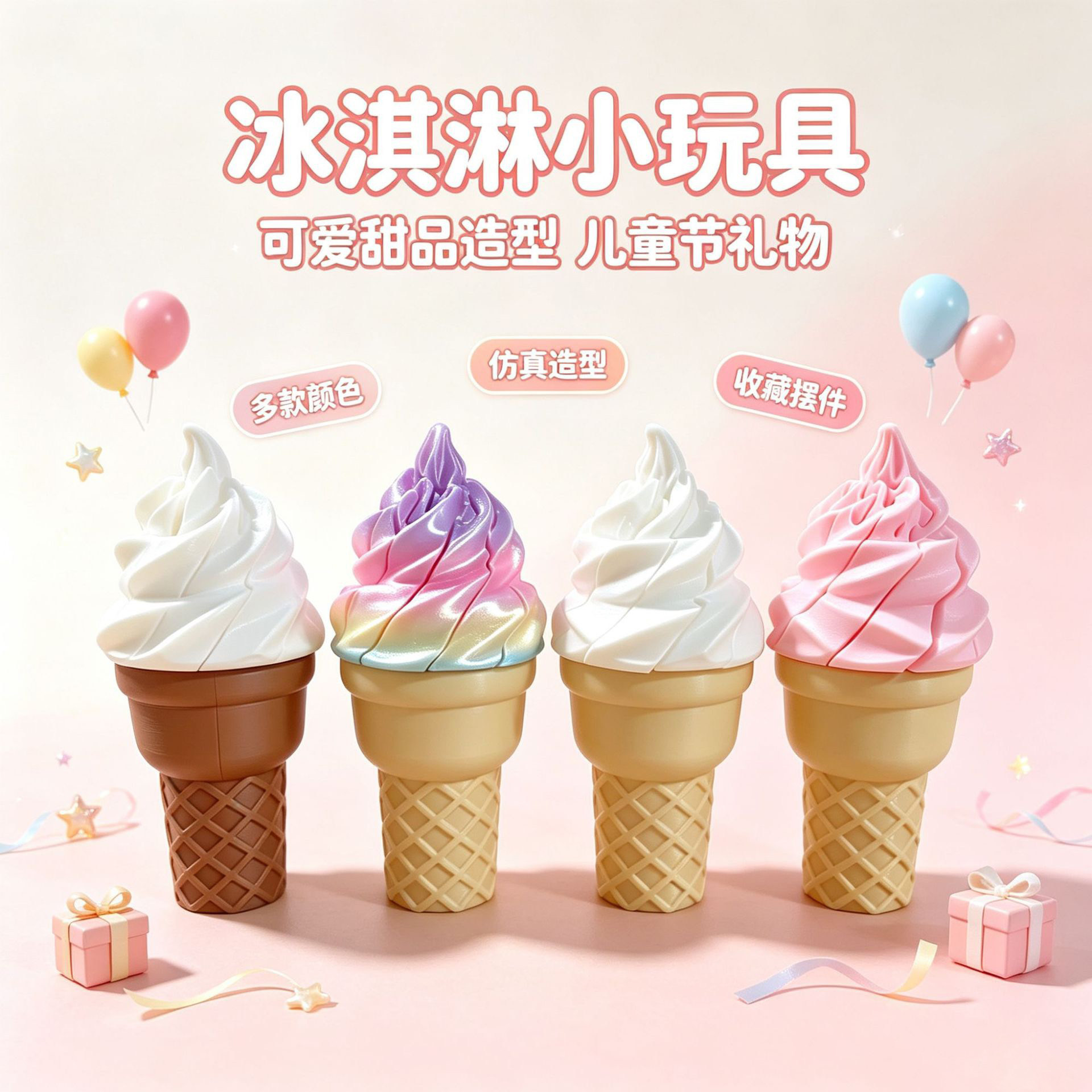 3d打印冰淇淋创意伸缩解压神器趣味麦旋风甜筒整蛊玩具恶搞好朋友