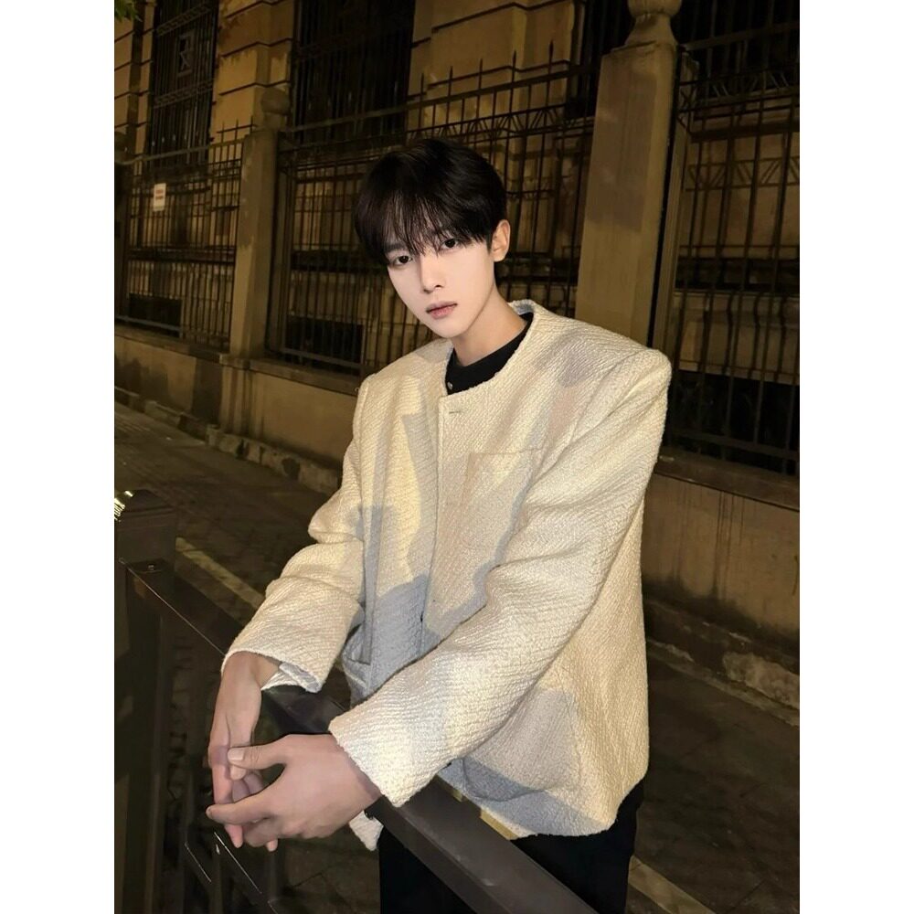 网图现货早秋法式小香风垫肩外套男短款JK012/P70,女装短外套,星座205-3
